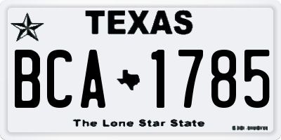 TX license plate BCA1785