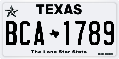 TX license plate BCA1789