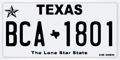 TX license plate BCA1801