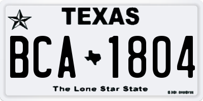 TX license plate BCA1804