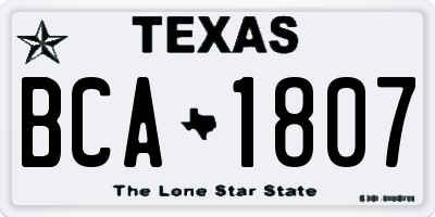 TX license plate BCA1807