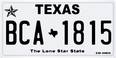 TX license plate BCA1815