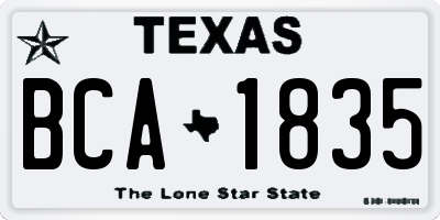 TX license plate BCA1835