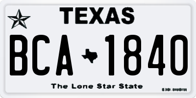 TX license plate BCA1840