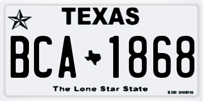 TX license plate BCA1868