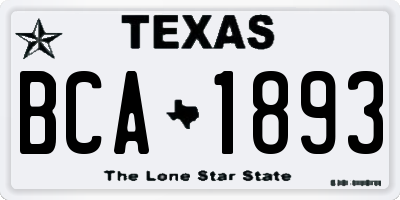 TX license plate BCA1893