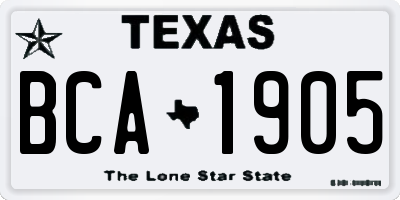 TX license plate BCA1905