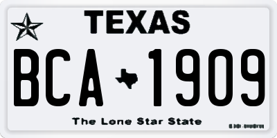 TX license plate BCA1909