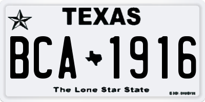 TX license plate BCA1916