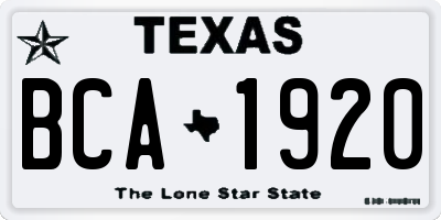 TX license plate BCA1920