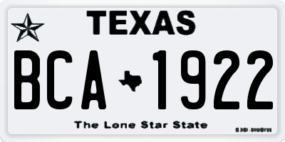 TX license plate BCA1922