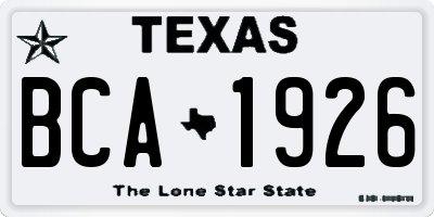 TX license plate BCA1926