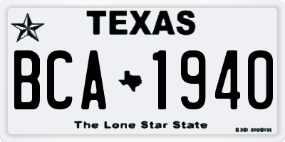 TX license plate BCA1940