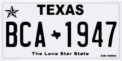 TX license plate BCA1947