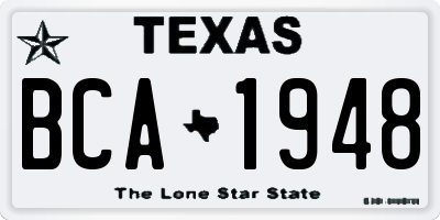 TX license plate BCA1948