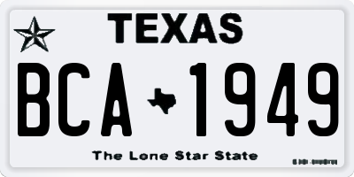 TX license plate BCA1949