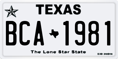 TX license plate BCA1981