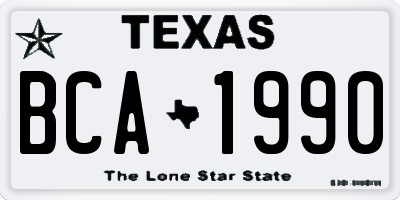 TX license plate BCA1990