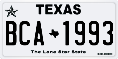 TX license plate BCA1993
