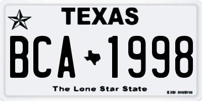 TX license plate BCA1998