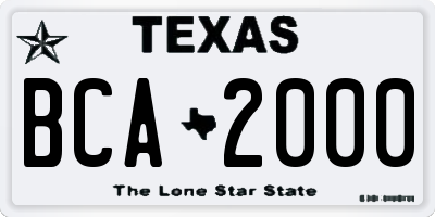 TX license plate BCA2000