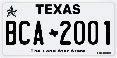 TX license plate BCA2001