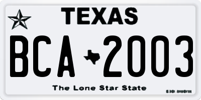 TX license plate BCA2003