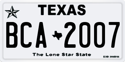 TX license plate BCA2007