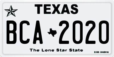 TX license plate BCA2020