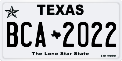 TX license plate BCA2022