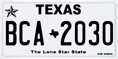 TX license plate BCA2030