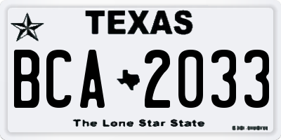 TX license plate BCA2033