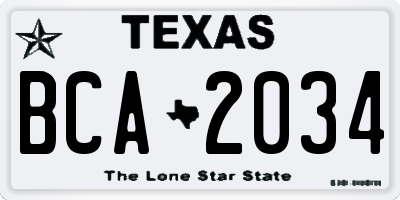 TX license plate BCA2034
