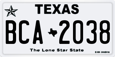 TX license plate BCA2038