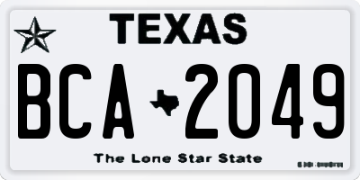 TX license plate BCA2049
