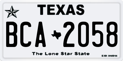 TX license plate BCA2058