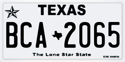 TX license plate BCA2065