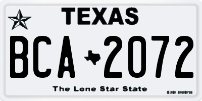 TX license plate BCA2072