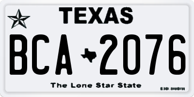 TX license plate BCA2076