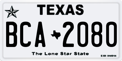 TX license plate BCA2080