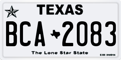 TX license plate BCA2083