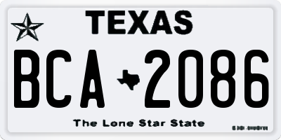 TX license plate BCA2086