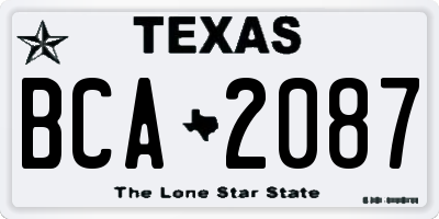 TX license plate BCA2087