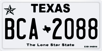 TX license plate BCA2088