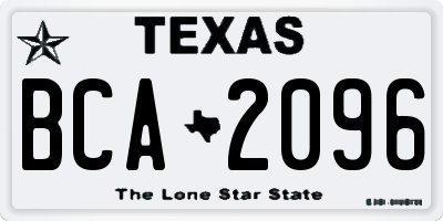 TX license plate BCA2096