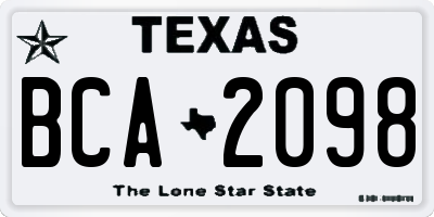 TX license plate BCA2098