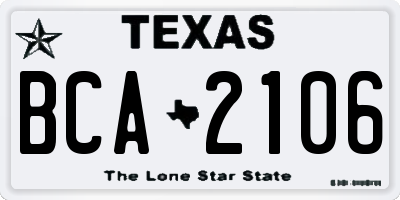 TX license plate BCA2106