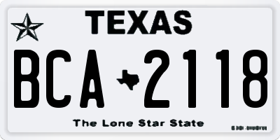 TX license plate BCA2118
