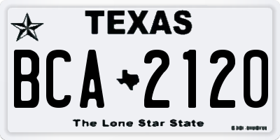 TX license plate BCA2120