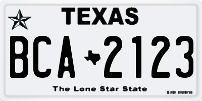 TX license plate BCA2123